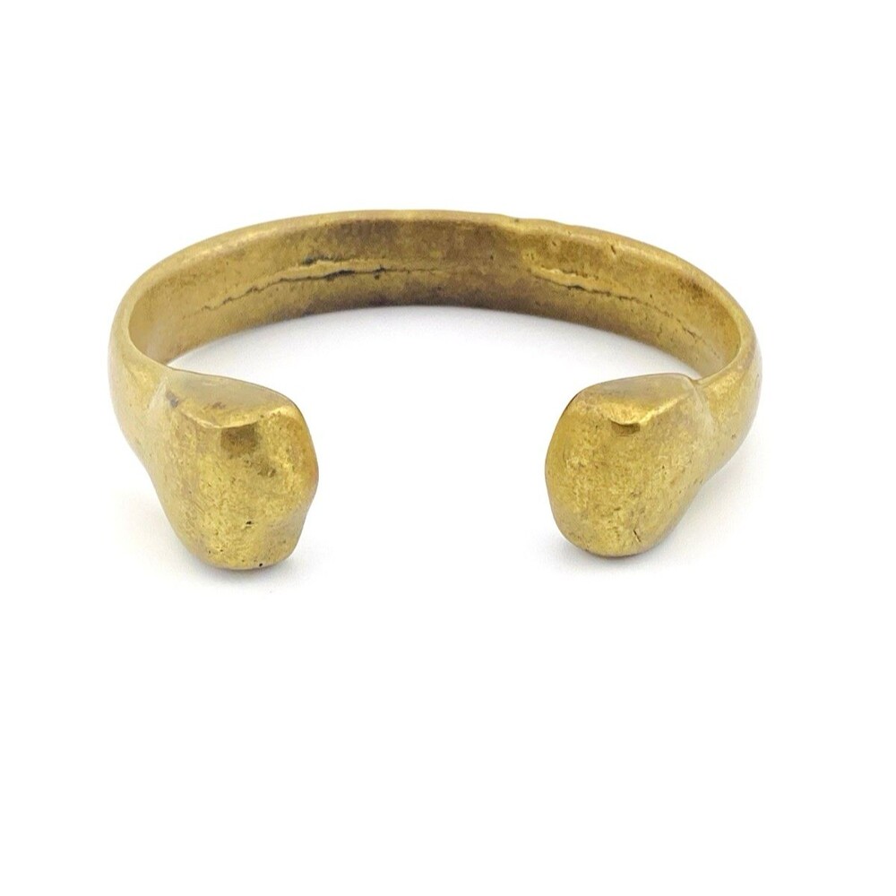 Massive Brutalist Brass Cuff Bracelet Sculptural Modernist 99g Size 7